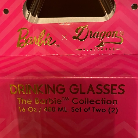 Barbie Drinking Glasses Pink Barbie Glass Cups lids straws Barbie X Dragon 🆕 🎀 - Picture 9 of 13